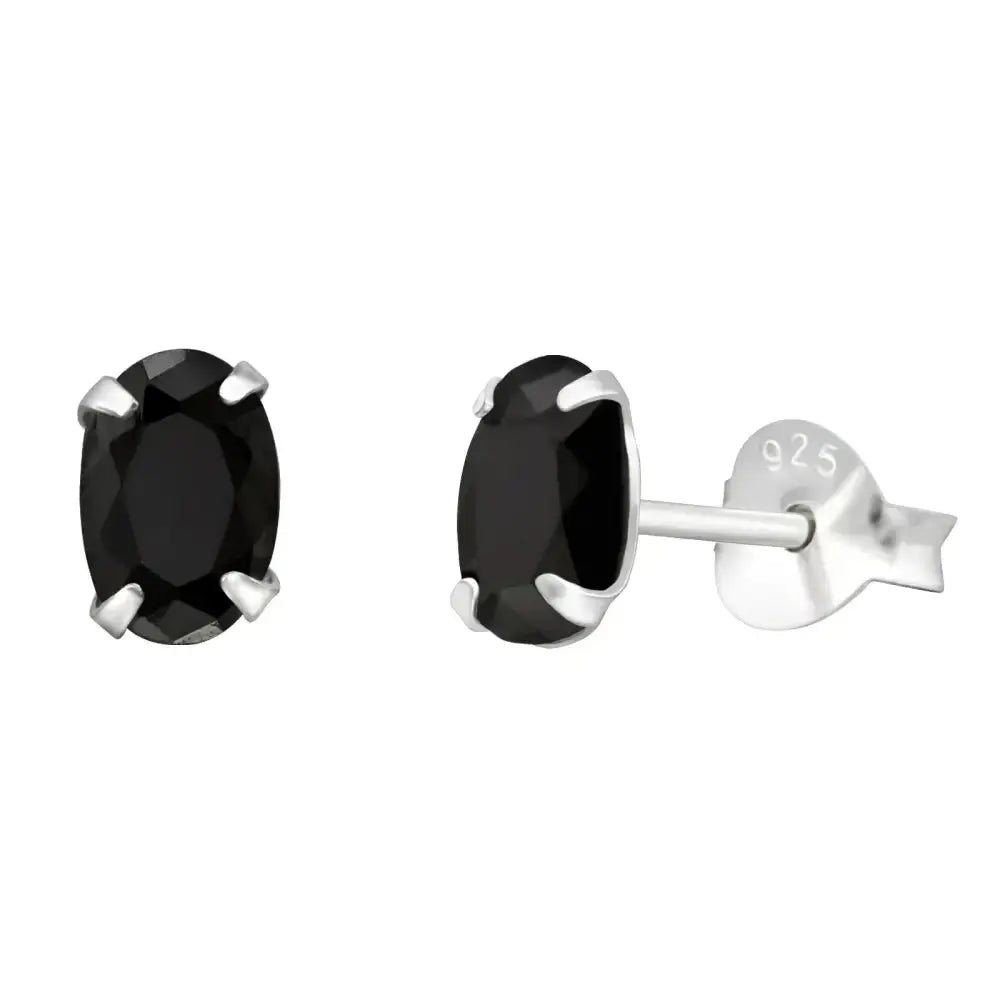 Hopeiset korvakorut mustalla zirkonialla - hopeakorvakorut