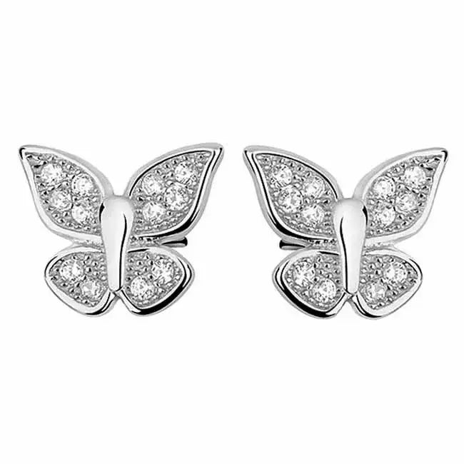 Hopeiset korvakorut perhonen zirkoniat - hopeakorvakorut