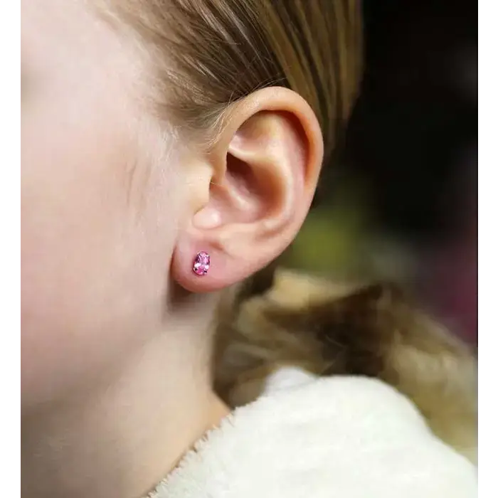 Hopeiset korvakorut pinkillä zirkonialla - hopeakorvakorut