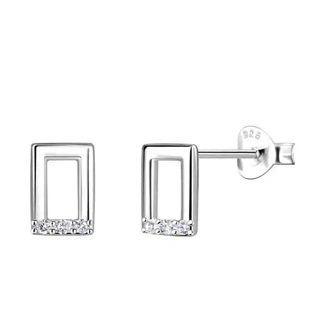 Hopeiset korvakorut suorakulmio zirkoneilla - hopeakorvakorut