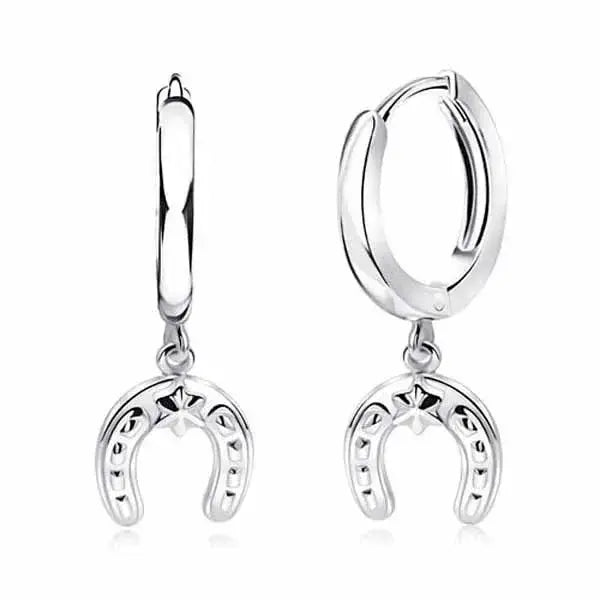 Hopeiset korvarenkaat hevosenkengät - hopeakorvakorut