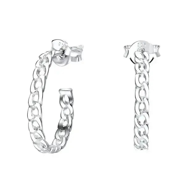 Hopeiset korvarenkaat ketjukuvio - hopeakorvakorut