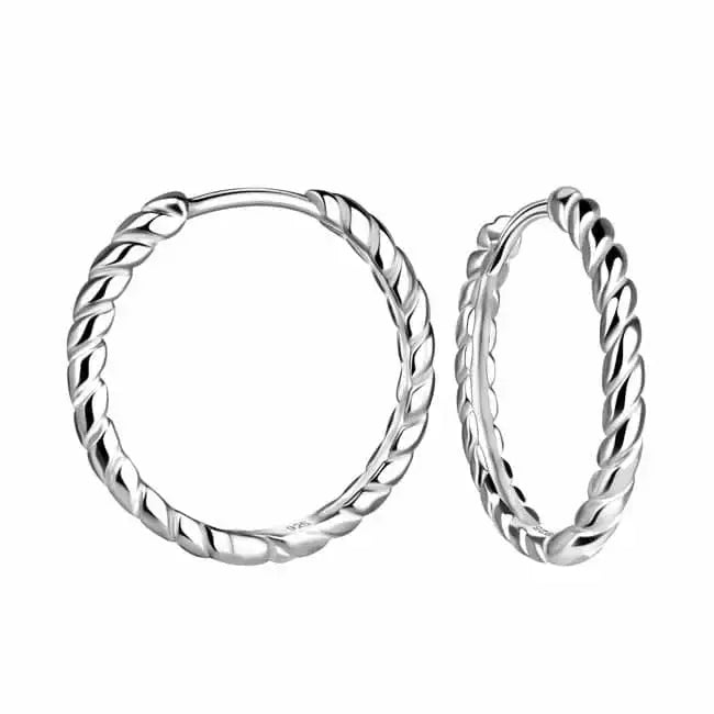 Hopeiset korvarenkaat kierrekuviolla 2 x 18 mm - hopeakorvakorut