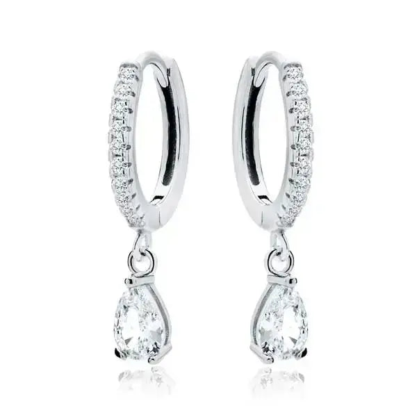 Hopeiset korvarenkaat pisara zirkonia - hopeakorvakorut
