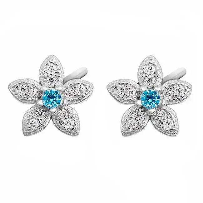 Hopeiset kukkakorvakorut vaaleansininen zirkonia - hopeakorvakorut