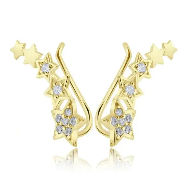 Hopeiset kullatut kiipijä korvakorut tähdet - hopeakorvakorut