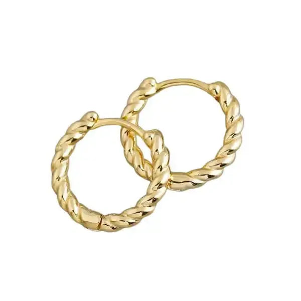 Hopeiset kullatut korvarenkaat kierrekuviolla - hopeakorvakorut