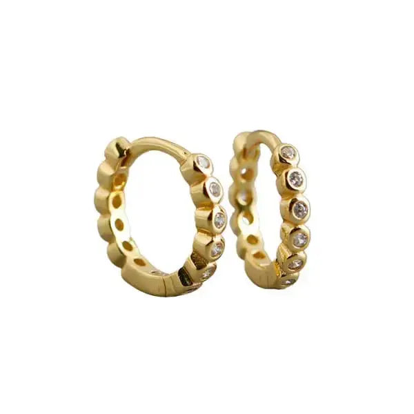 Hopeiset kullatut korvarenkaat pyöreät zirkoniat - hopeakorvakorut