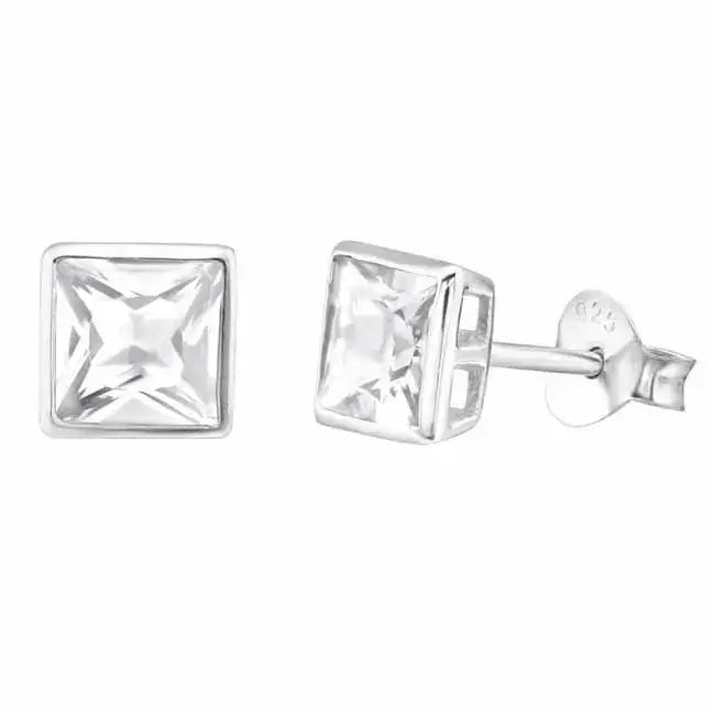 Hopeiset neliö zirkonia korvakorut 5 mm - hopeakorvakorut