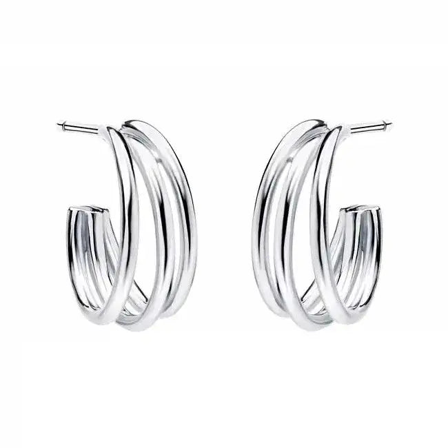 Hopeiset rengaskorvakorut kolme kaarta - hopeakorvakorut