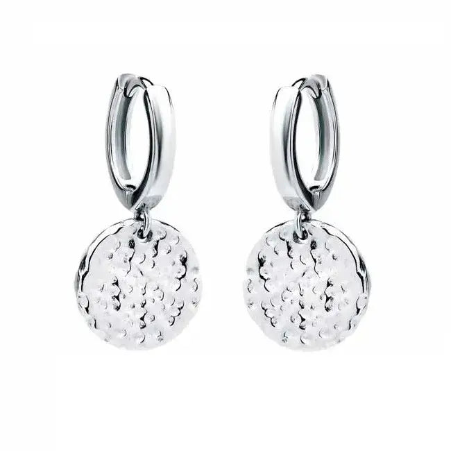 Hopeiset rengaskorvakorut pyöreä laatta - hopeakorvakorut