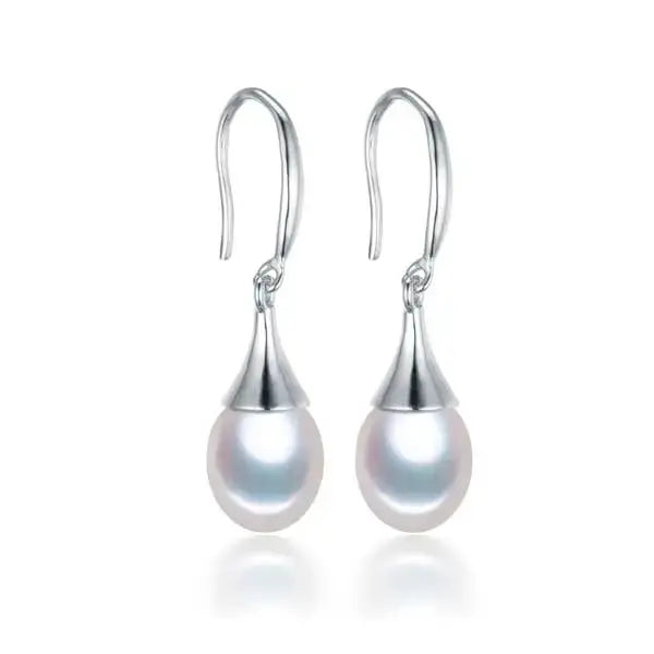 Hopeiset roikkuvat helmikorvakorut 8 mm - hopeakorvakorut