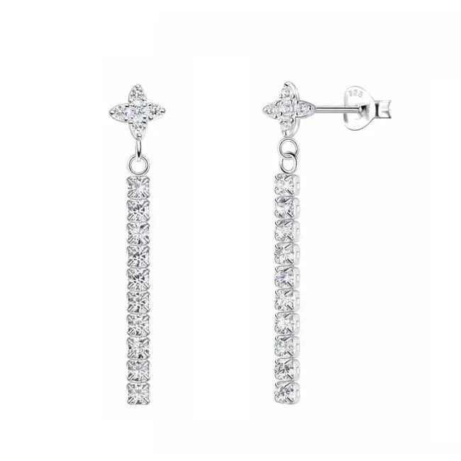 Hopeiset roikkuvat korvakorut kirkkailla zirkoneilla - hopeakorvakorut