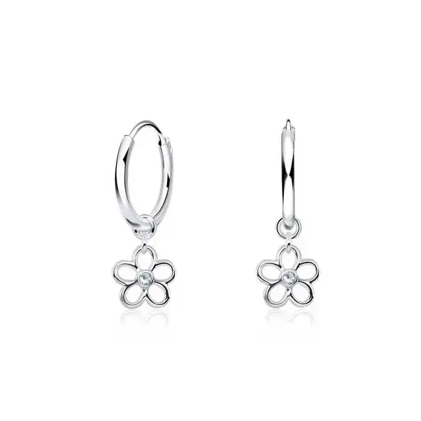 Hopeiset roikkuvat korvarenkaat kukka - hopeakorvakorut