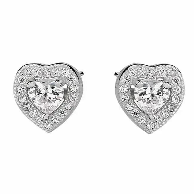 Hopeiset sydänkorvakorut halo - hopeakorvakorut