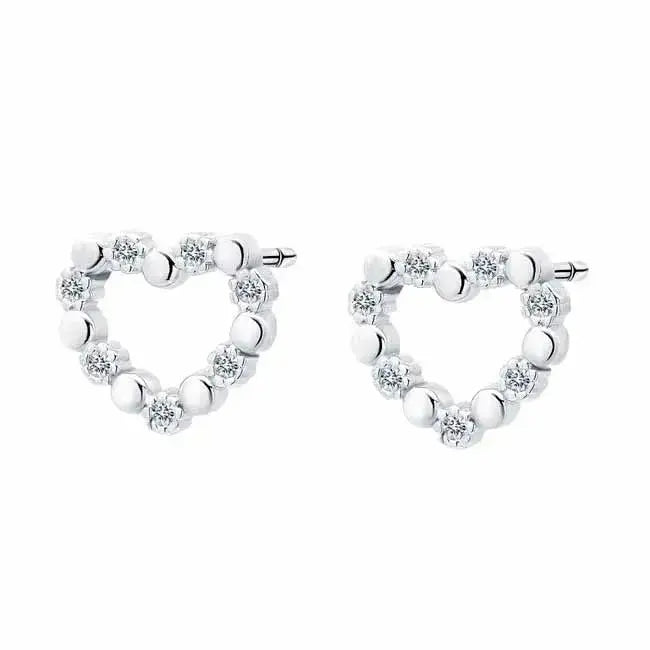 Hopeiset sydänkorvakorut zirkoneilla - hopeakorvakorut