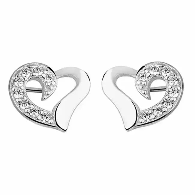 Hopeiset sydänkorvakorut zirkoniat - hopeakorvakorut
