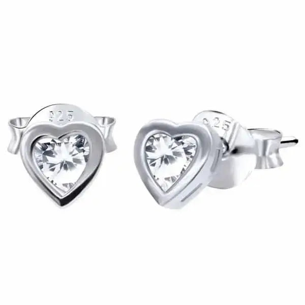 Hopeiset sydänkorvakorut zirkonilla - hopeakorvakorut