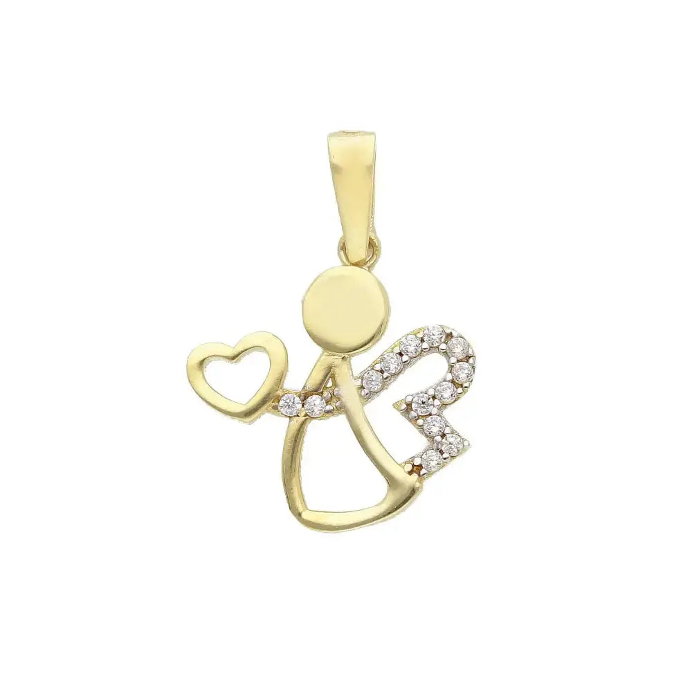 Kastekoru kultainen enkeliriipus sydämellä - kultariipus