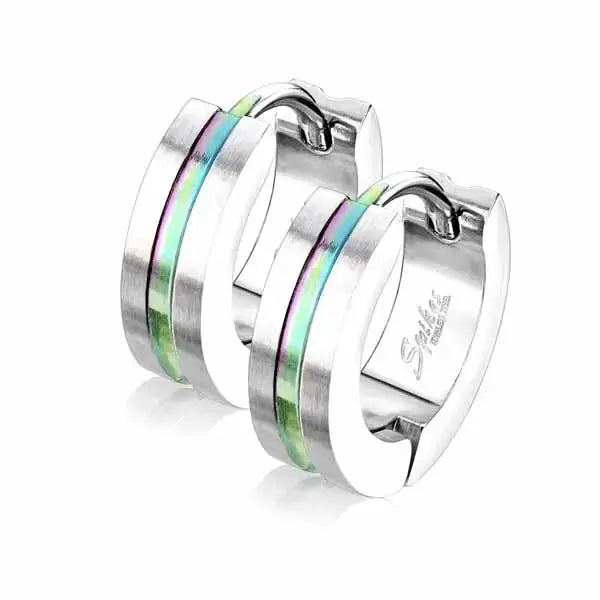 Korvarenkaat teräs rainbow 4 x 13 mm - teräskorvakorut