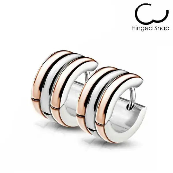 Korvarenkaat teräs ruusukultaraidat 7 x 13 mm - teräskorvakorut