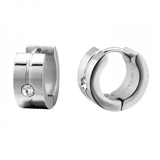 Korvarenkaat teräs zirkonialla 6 x 13 mm - teräskorvakorut