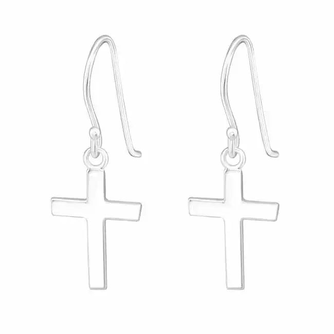 Koukkukorvakorut ristit 12 x 15 mm - hopeakorvakorut