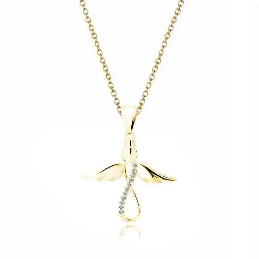 Kullattu hopeariipus enkeli ja infinity-symboli HM Koru