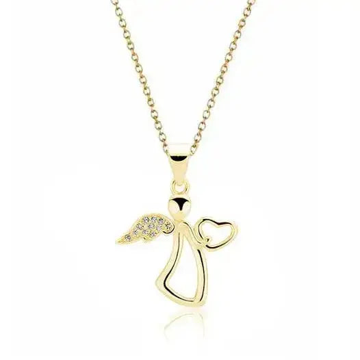 Kullattu hopeinen riipus enkeli ja sydän - hopeakaulakoru