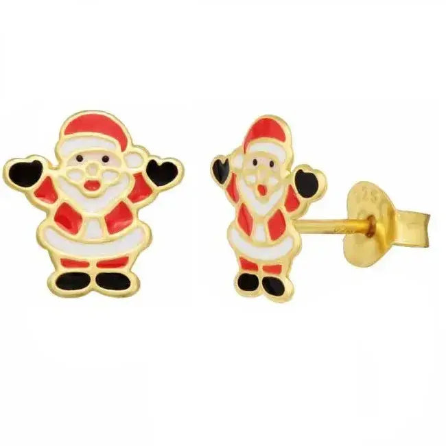 Kullatut hopeakorvakorut joulupukki - hopeakorvakorut