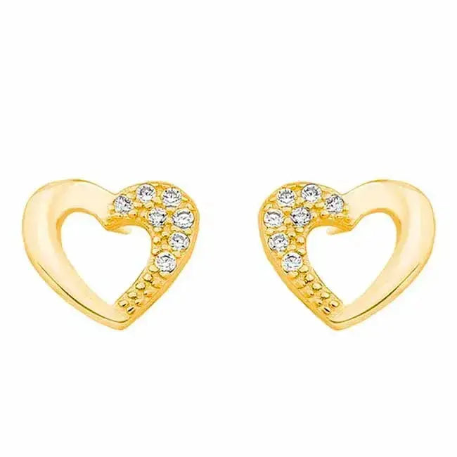 Kullatut hopeakorvakorut sydän zirkonit - hopeakorvakorut