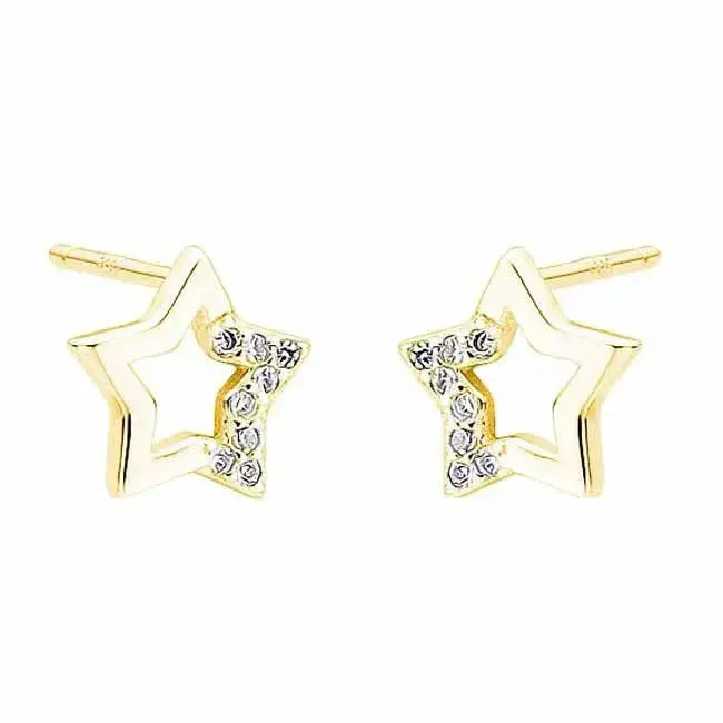 Kullatut hopeakorvakorut tähti zirkonit - hopeakorvakorut