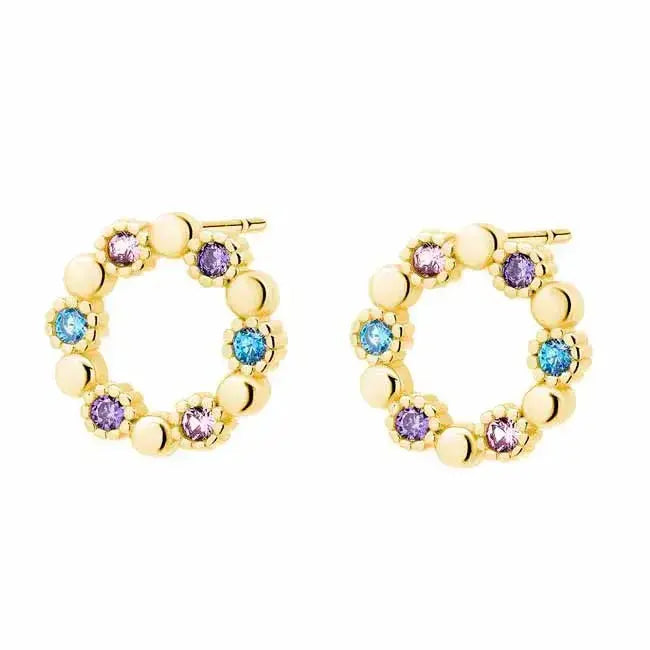 Kullatut hopeakorvakorut värikäs kehä - hopeakorvakorut