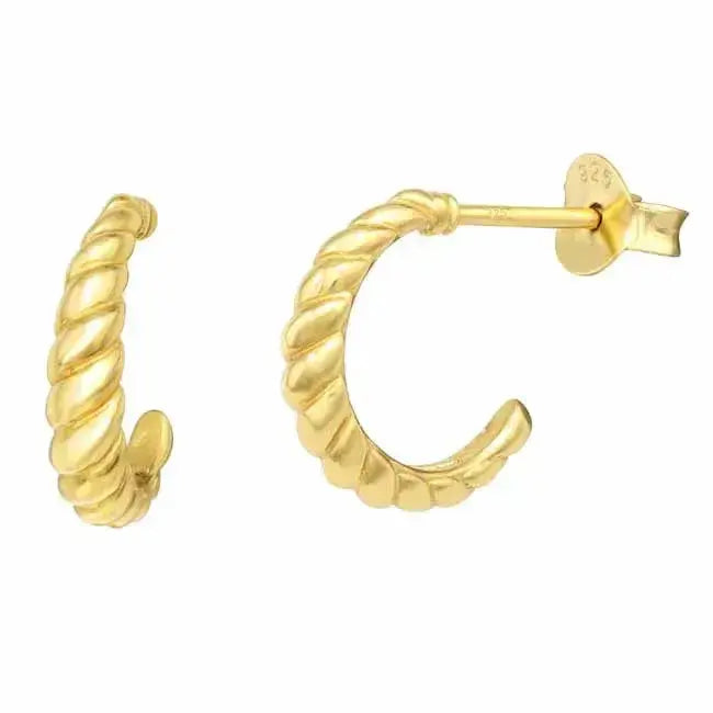 Kullatut hopeakorvarenkaat kierrekuvio - hopeakorvakorut