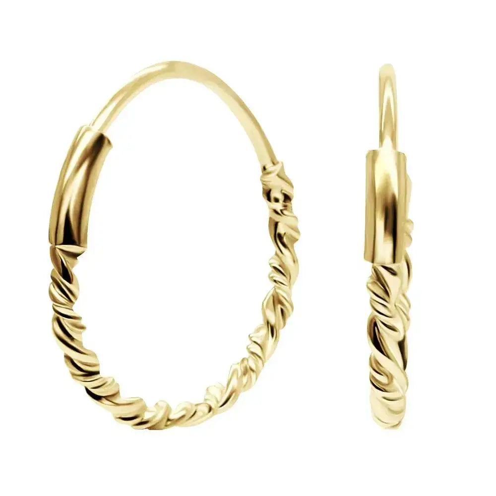 Kullatut hopeakorvarenkaat kuvioinnilla - hopeakorvakorut