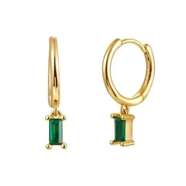 Kullatut hopeakorvarenkaat vihreät zirkoniat