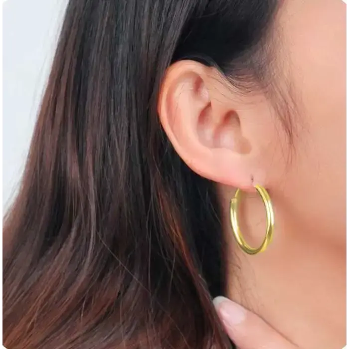 Kullatut hopeiset korvarenkaat 3,0 mm - hopeakorvakorut