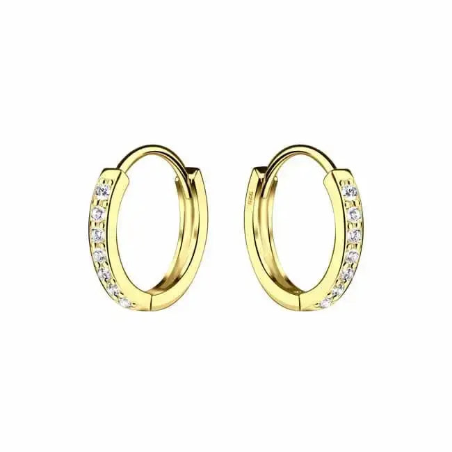 Kullatut rengaskorvakorut zirkoneilla - hopeakorvakorut