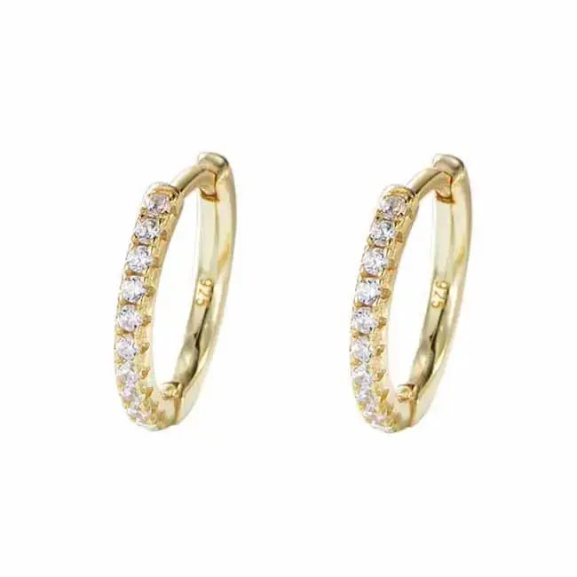 Kullatut rengaskorvakorut zirkonia - hopeakorvakorut