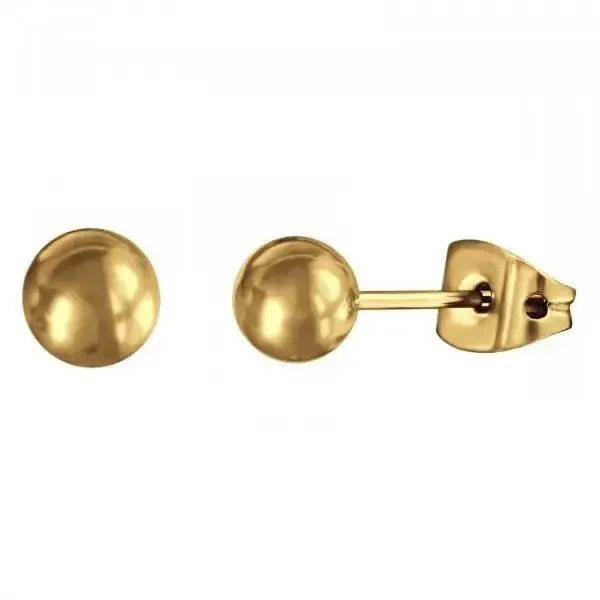 Kullatut titaaniset pallokorvakorut 5 mm - titaanikorvakorut