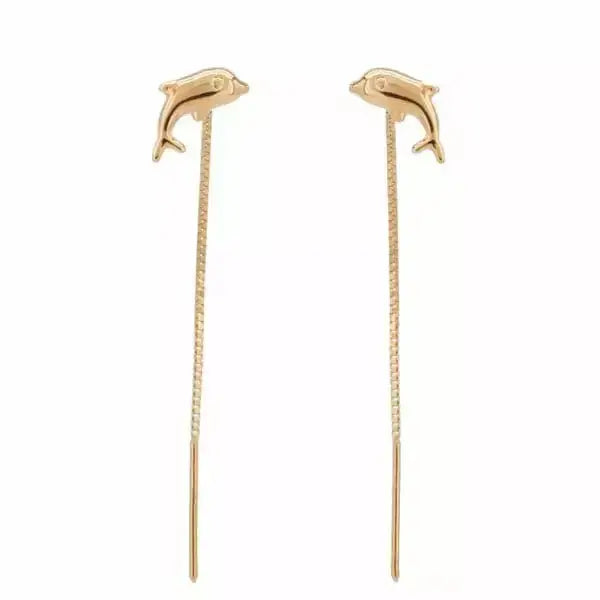 Kultaiset ketjukorvakorut delfiini - kultakorvakorut