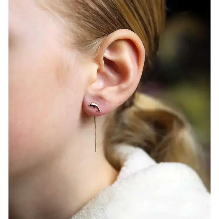 Kultaiset ketjukorvakorut delfiini - kultakorvakorut