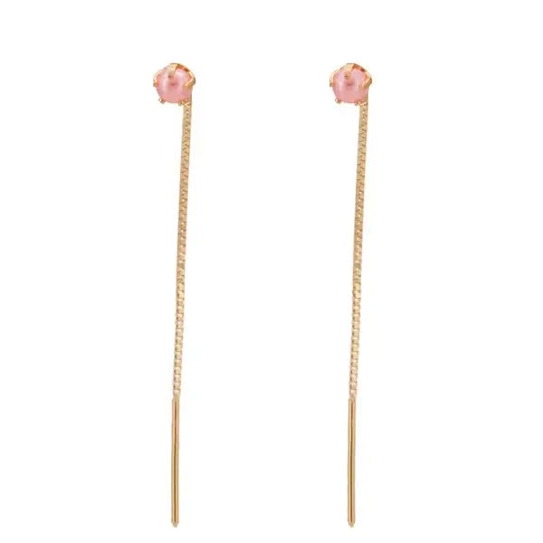 Kultaiset ketjukorvakorut pinkki helmiäinen 3 mm - kultakorvakorut