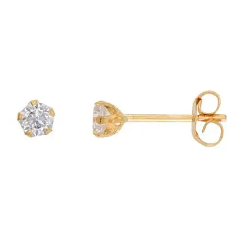 Kultaiset korvakorut zirkoniat 3 mm