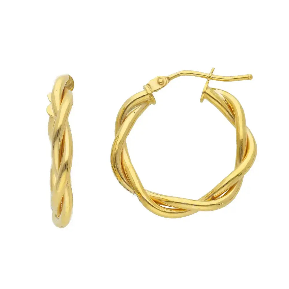 Kultaiset korvarenkaat kierteet 20 mm - kultakorvakorut