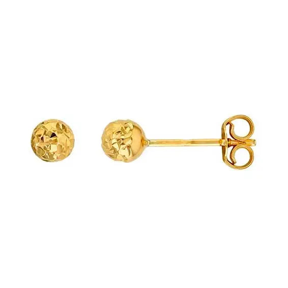 Kultaiset pallokorvakorut 4 mm timanttileikkaus