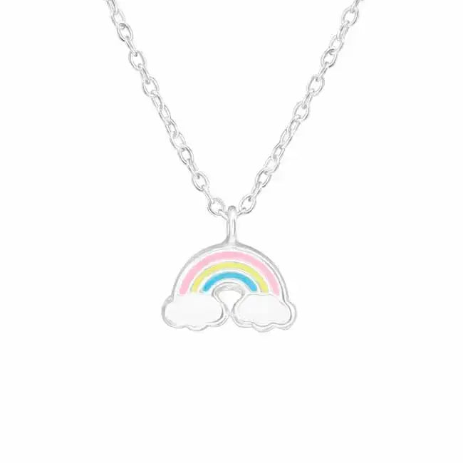 Lasten hopeariipus sateenkaari ja pilvet - hopeakaulakoru