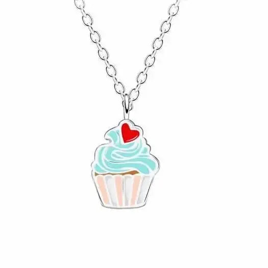 Lasten hopeinen kaulakoru kuppikakku sydän - hopeakaulakoru