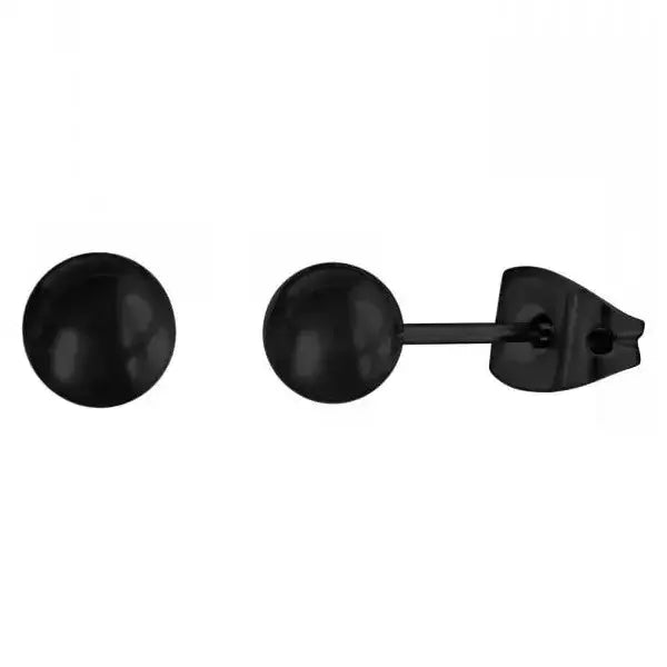 Mustat titaaniset pallokorvakorut 5 mm - titaanikorvakorut