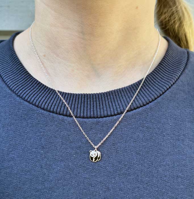 Lasten hopeinen kaulakoru panda